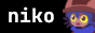 niko written in white on a black background, with an image of the character niko from one-shot on the right