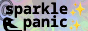 a 88x31 button with a raven in one corner and animated sparkles on the right with the text sparklepanic which is the users handle