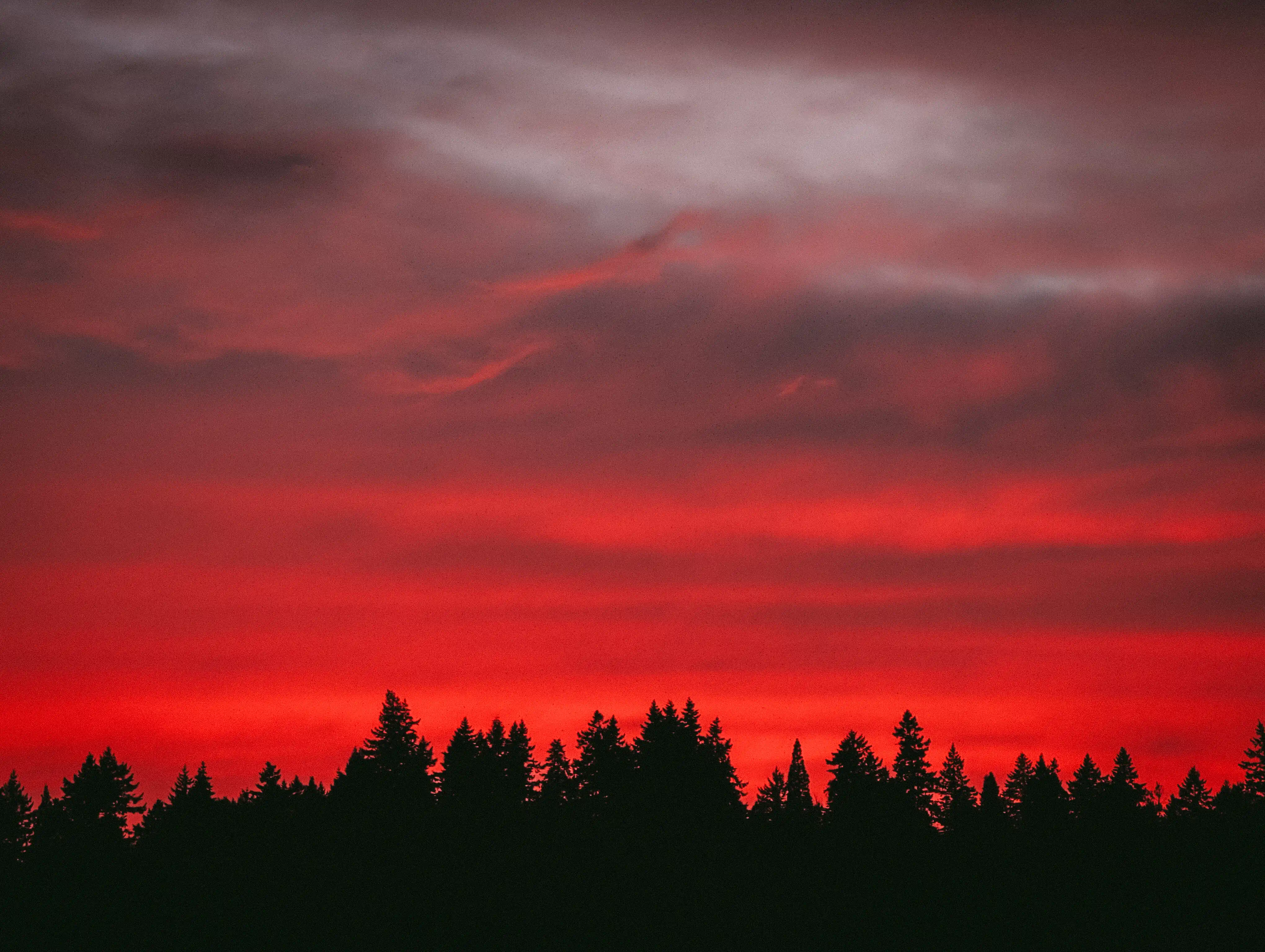 a very red sunset in pdx