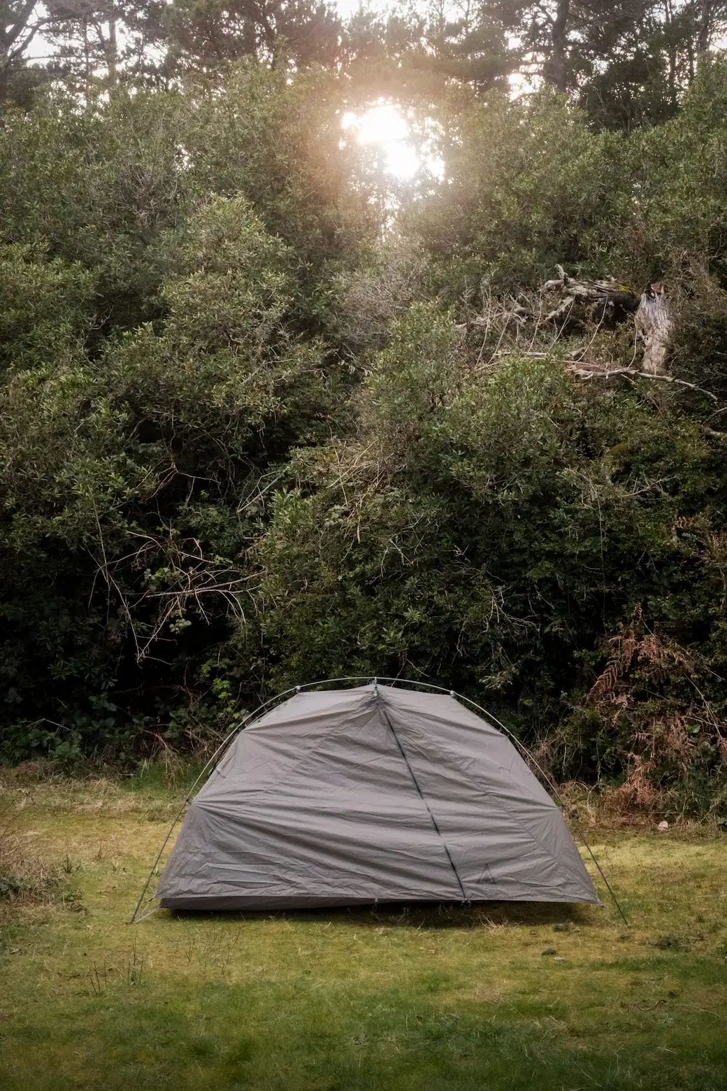 Durston tent pitched with sun in the background