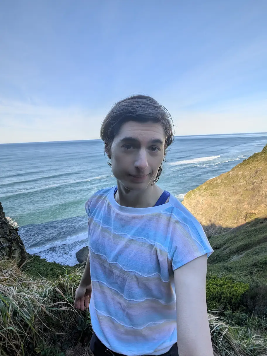 Selfie of person with ocean in the background